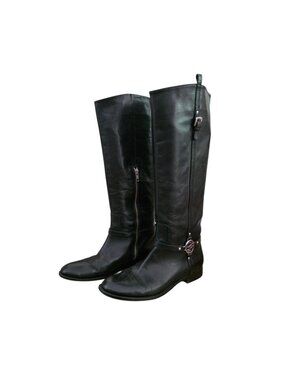 Coach Mulan Black Leather Knee High Riding Boots 8